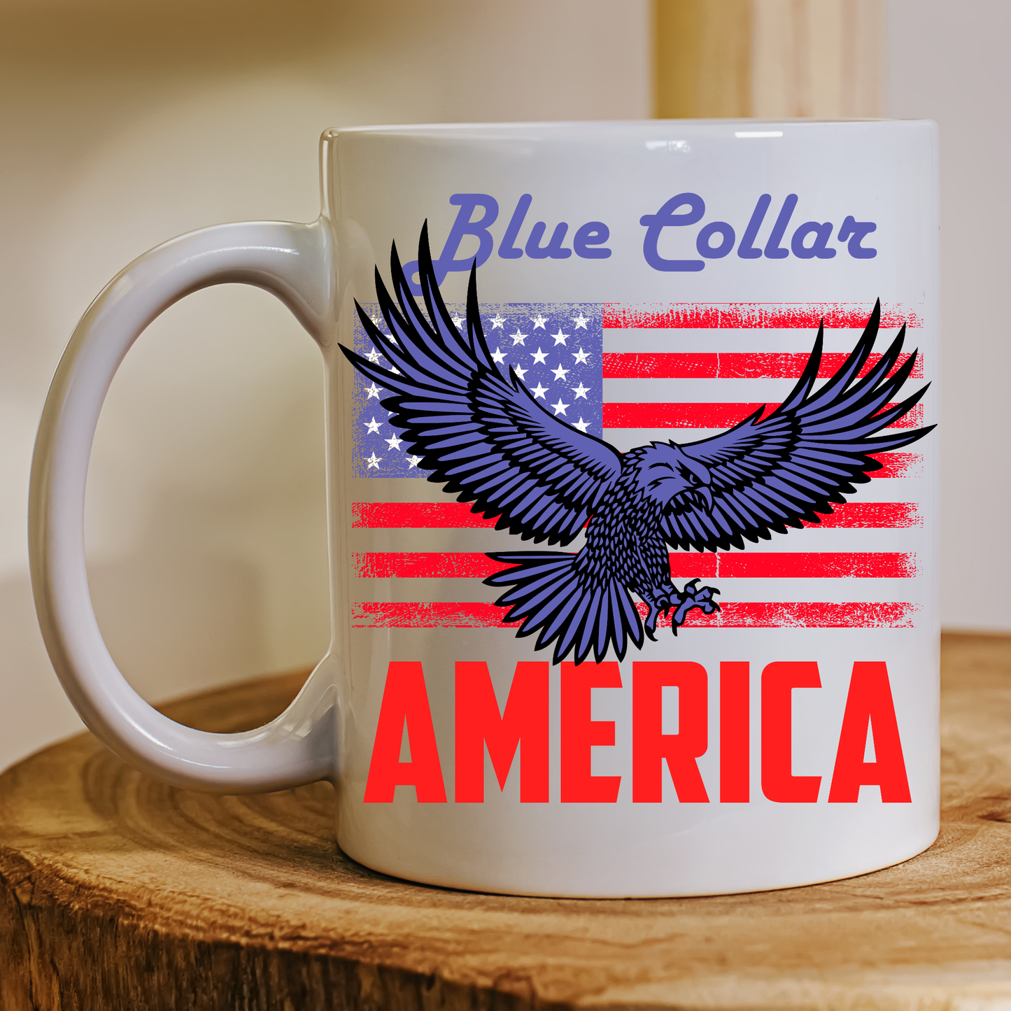 Blue collars America Fourth of July Mug - Premium mugs from Lees Krazy Teez - Just $24.95! Shop now at Lees Krazy Teez