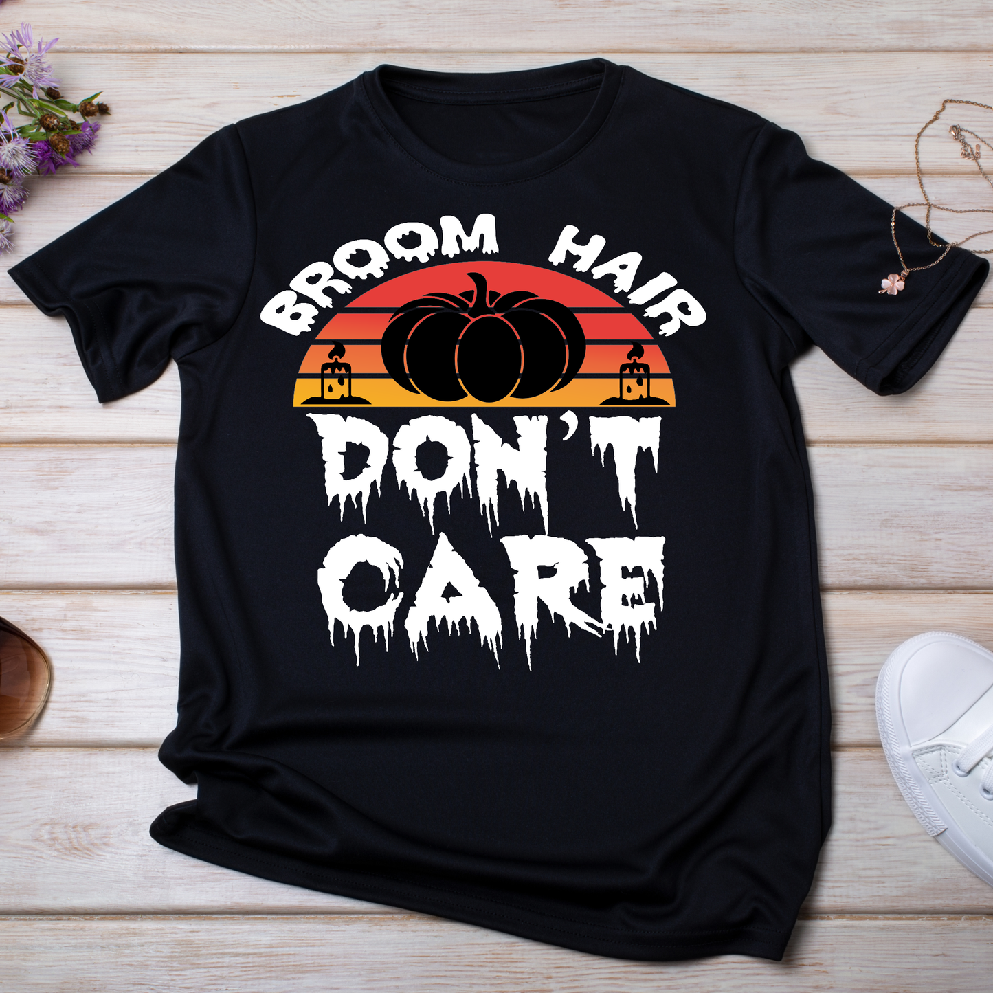 Broom hair don't care funny Halloween women's t-shirt - Premium t-shirt from Lees Krazy Teez - Just $19.95! Shop now at Lees Krazy Teez