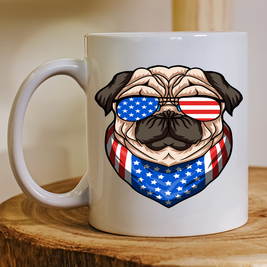 Bulldog wearing glasses America flag awesome Mug - Premium mugs from Lees Krazy Teez - Just $24.95! Shop now at Lees Krazy Teez