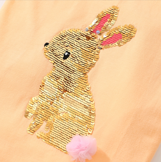 Cute bunny Sequined Short-Sleeved girls t-Shirt - Premium t-shirt from eprolo - Just $19.95! Shop now at Lees Krazy Teez