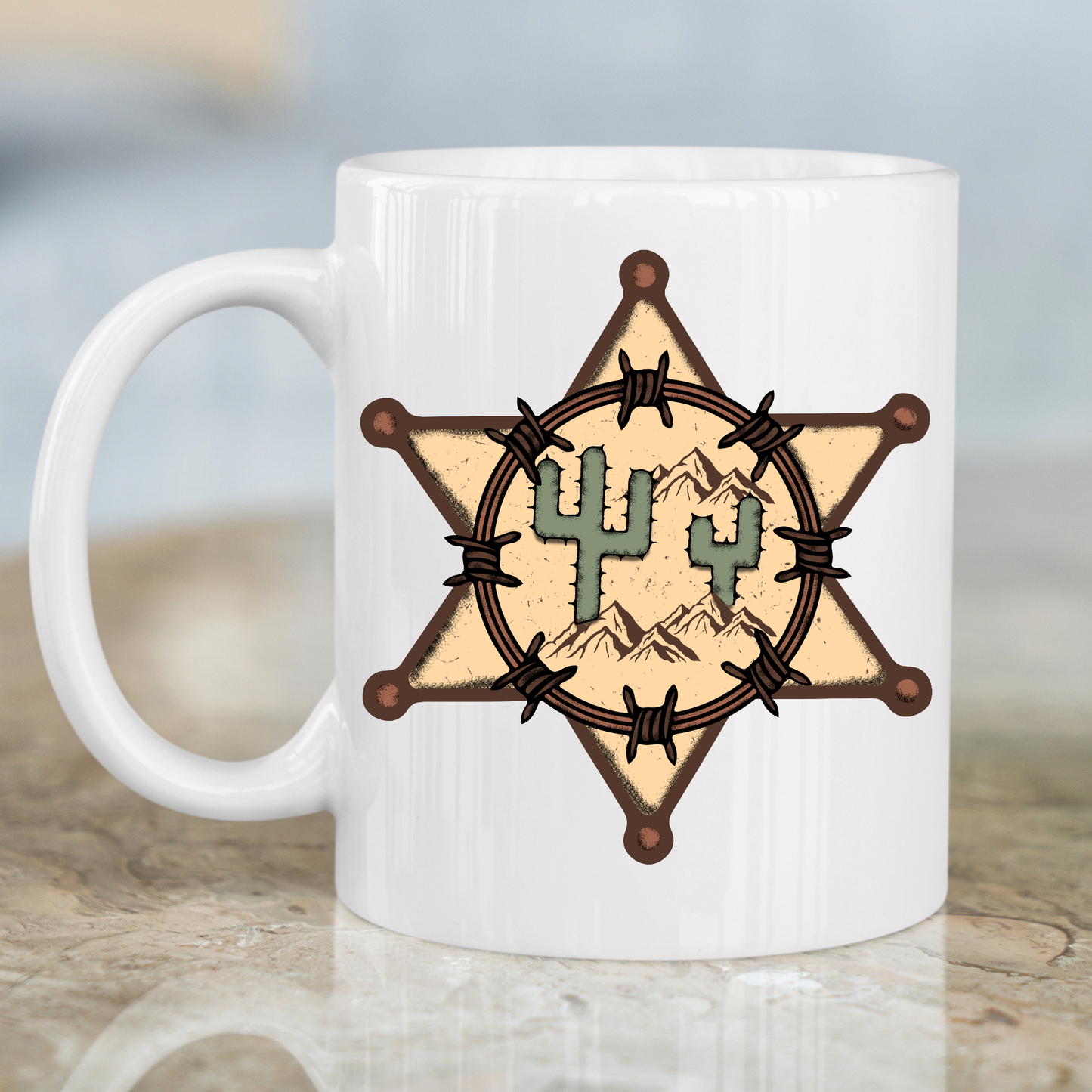 Cactus wild west desert vector art western Mug - Premium mugs from Lees Krazy Teez - Just $24.95! Shop now at Lees Krazy Teez