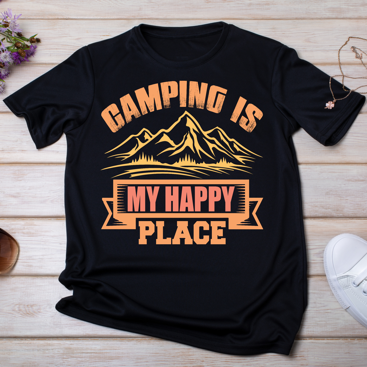 Camping is my happy place women's camping t-shirt - Premium t-shirts from Lees Krazy Teez - Just $19.95! Shop now at Lees Krazy Teez