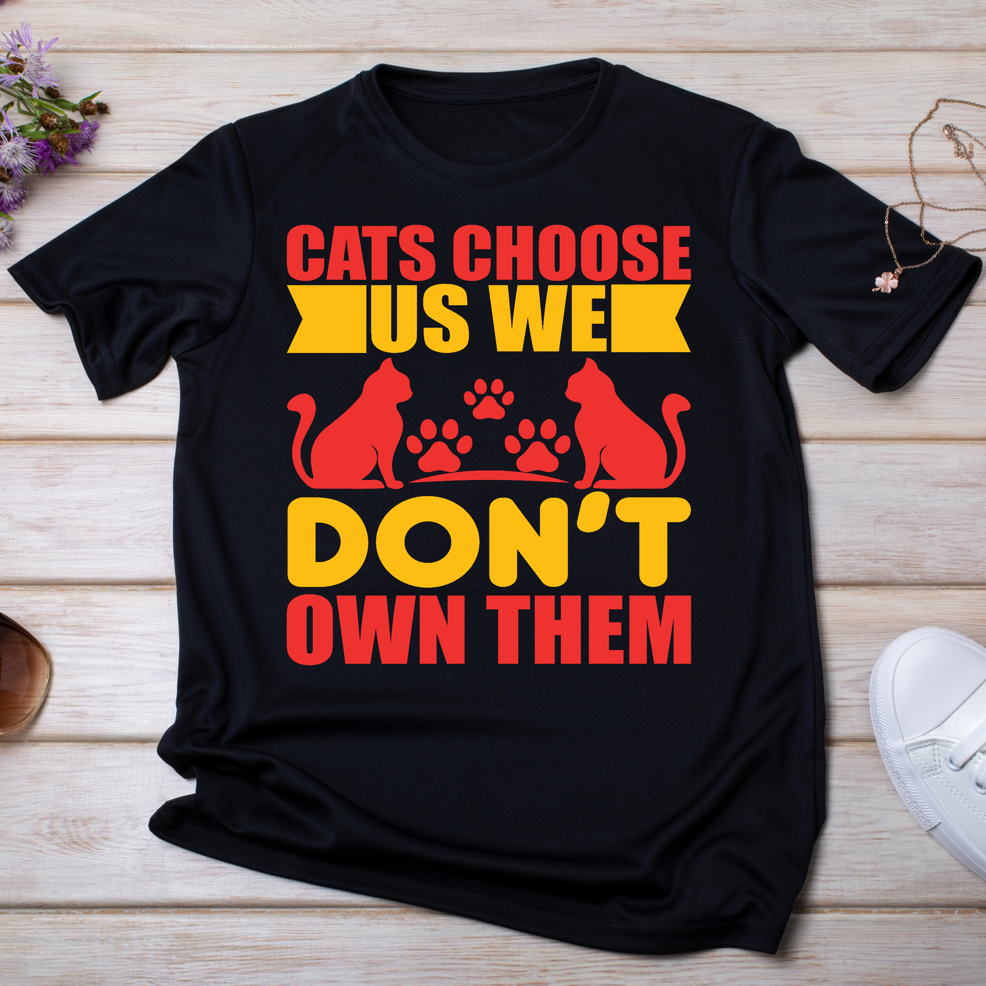 Cats choose us we don't own them Women's cat t-shirt - Premium t-shirt from Lees Krazy Teez - Just $19.95! Shop now at Lees Krazy Teez