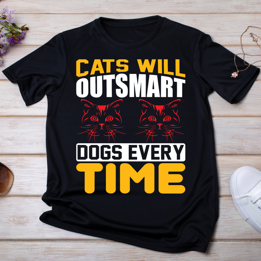 Cats will outsmart dogs every time Women's cat t-shirt - Premium t-shirt from Lees Krazy Teez - Just $19.95! Shop now at Lees Krazy Teez