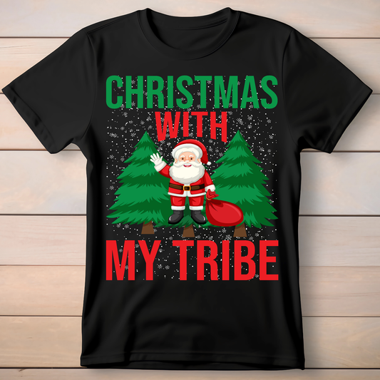 Christmas with my tribe santa holiday t-shirt - Premium t-shirt from Lees Krazy Teez - Just $19.95! Shop now at Lees Krazy Teez