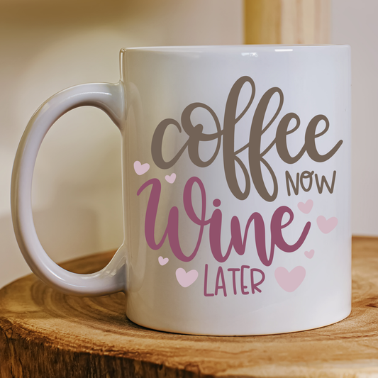 Coffee now wine later awesome unique Mug - Premium mugs from Lees Krazy Teez - Just $24.95! Shop now at Lees Krazy Teez