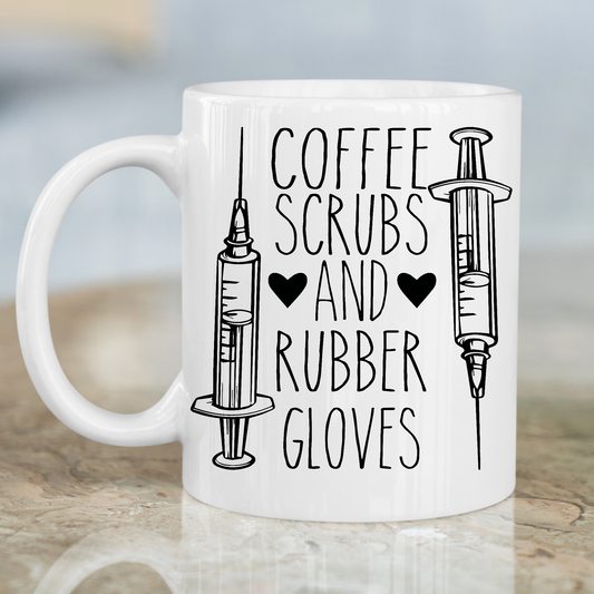 Coffee scrubs and rubber gloves nurse cna drinking Mug - Premium mugs from Lees Krazy Teez - Just $24.95! Shop now at Lees Krazy Teez