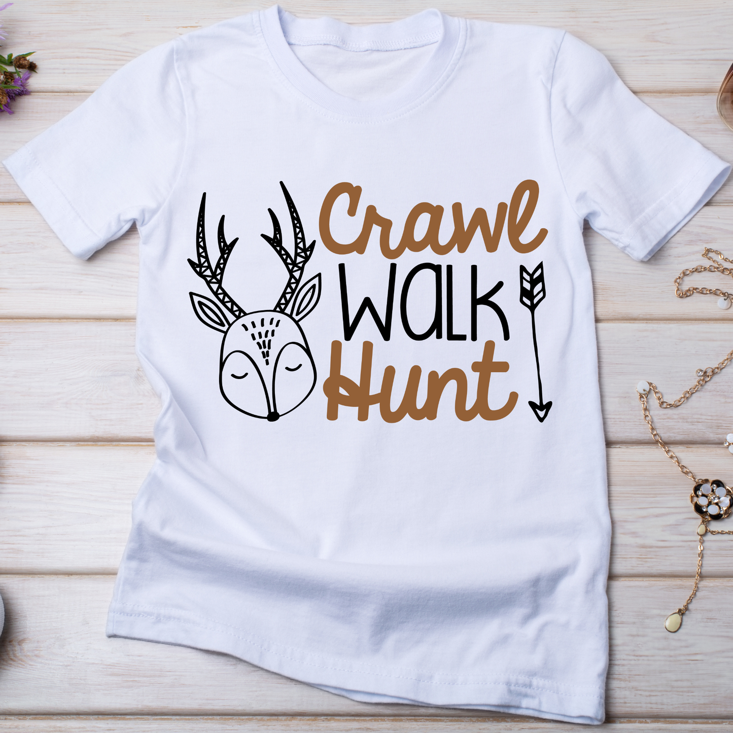 Crawl walk hunt awesome Women t-shirt - Premium t-shirt from Lees Krazy Teez - Just $19.95! Shop now at Lees Krazy Teez