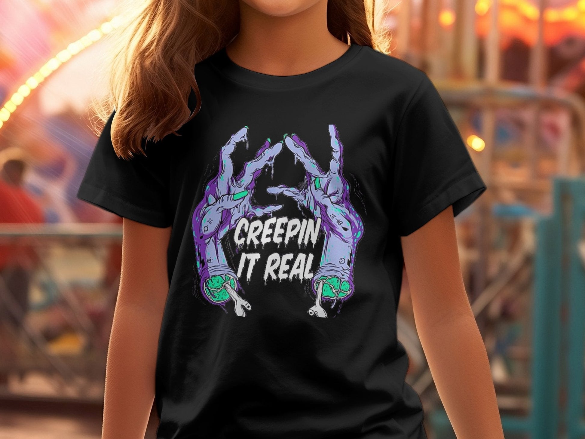 Creepin it real funny Women's Halloween t-shirt - Premium t-shirt from Lees Krazy Teez - Just $19.95! Shop now at Lees Krazy Teez
