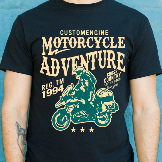 Customengine Motorcycle adventure cross country motorcycle t-shirt - Premium t-shirt from Lees Krazy Teez - Just $19.95! Shop now at Lees Krazy Teez