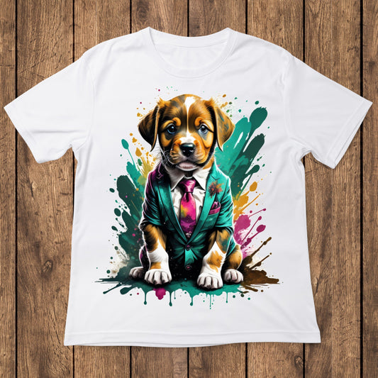 Cute puppy wearing a suit and tie t-shirt - Premium t-shirt from Lees Krazy Teez - Just $24.95! Shop now at Lees Krazy Teez