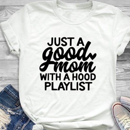Just a Good Mommy with Hood Playlist hip hop women's t-shirt - Premium t-shirt from eprolo - Just $19.95! Shop now at Lees Krazy Teez