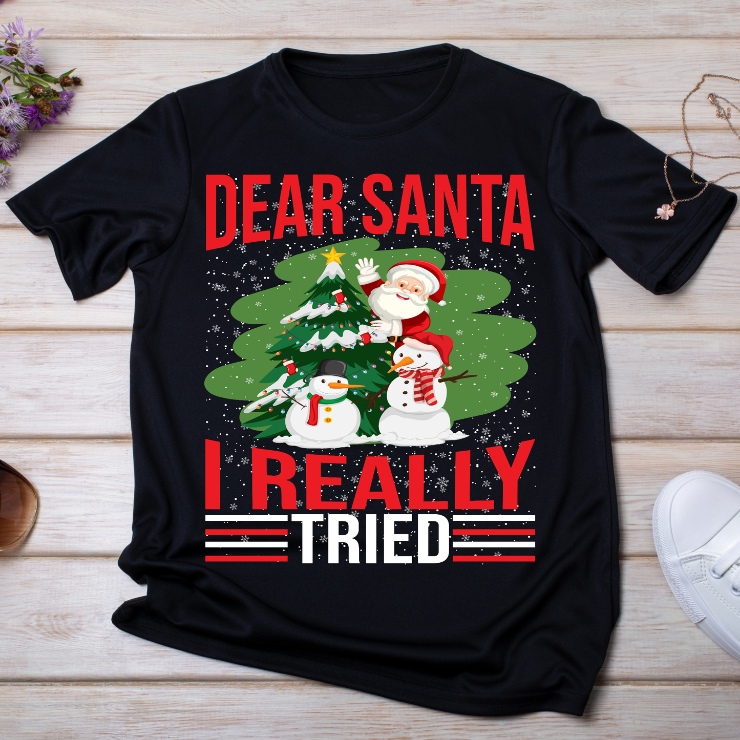 Dear Santa i really tried funny Christmas t-shirt - Premium t-shirt from Lees Krazy Teez - Just $19.95! Shop now at Lees Krazy Teez