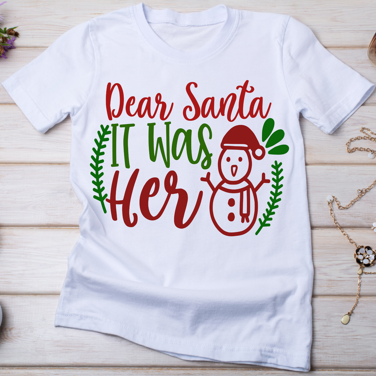 Dear Santa it was her Christmas Women's t-shirt - Premium t-shirt from Lees Krazy Teez - Just $19.95! Shop now at Lees Krazy Teez