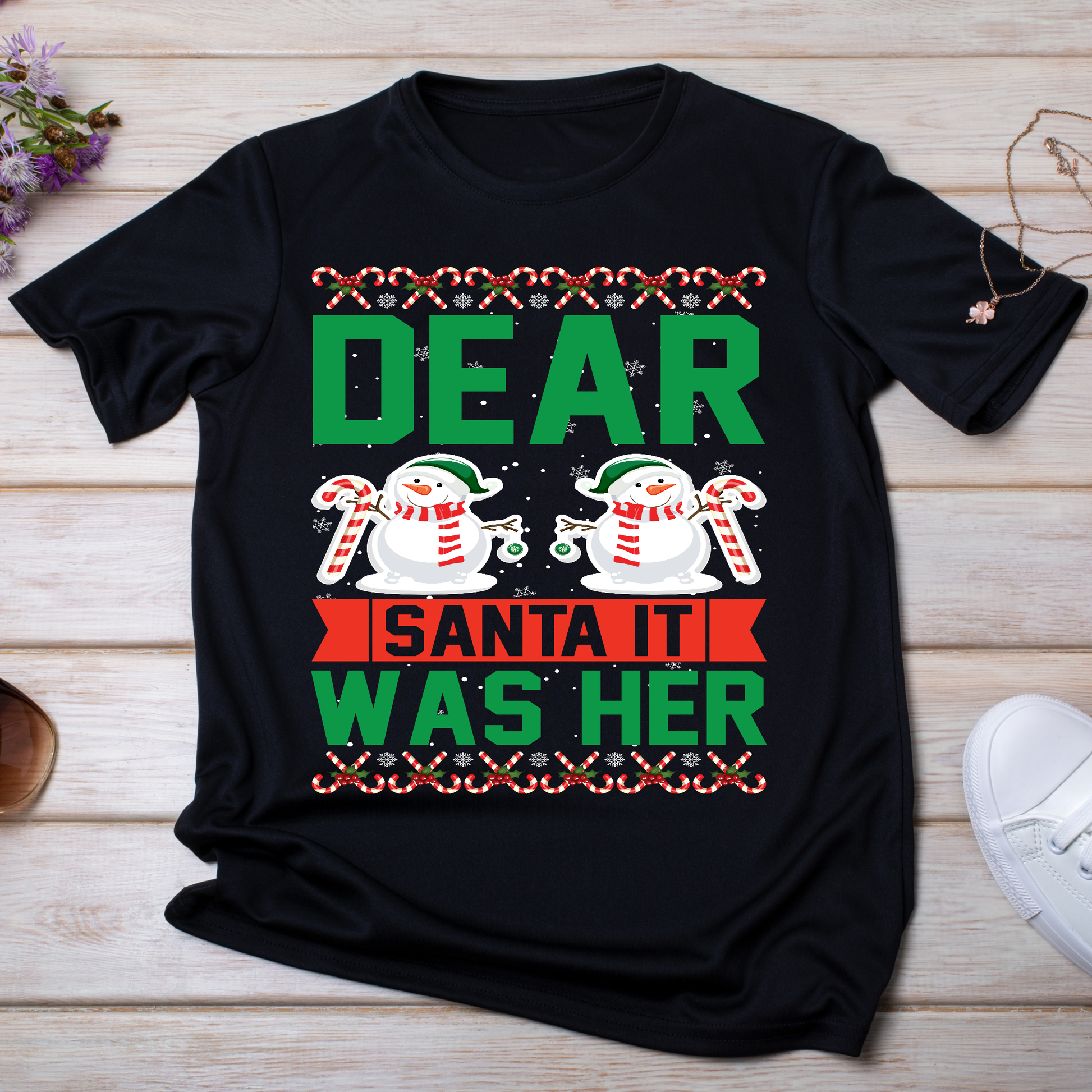 Dear santa is was her snowman graphic funny Christmas t-shirt - Premium t-shirt from Lees Krazy Teez - Just $19.95! Shop now at Lees Krazy Teez