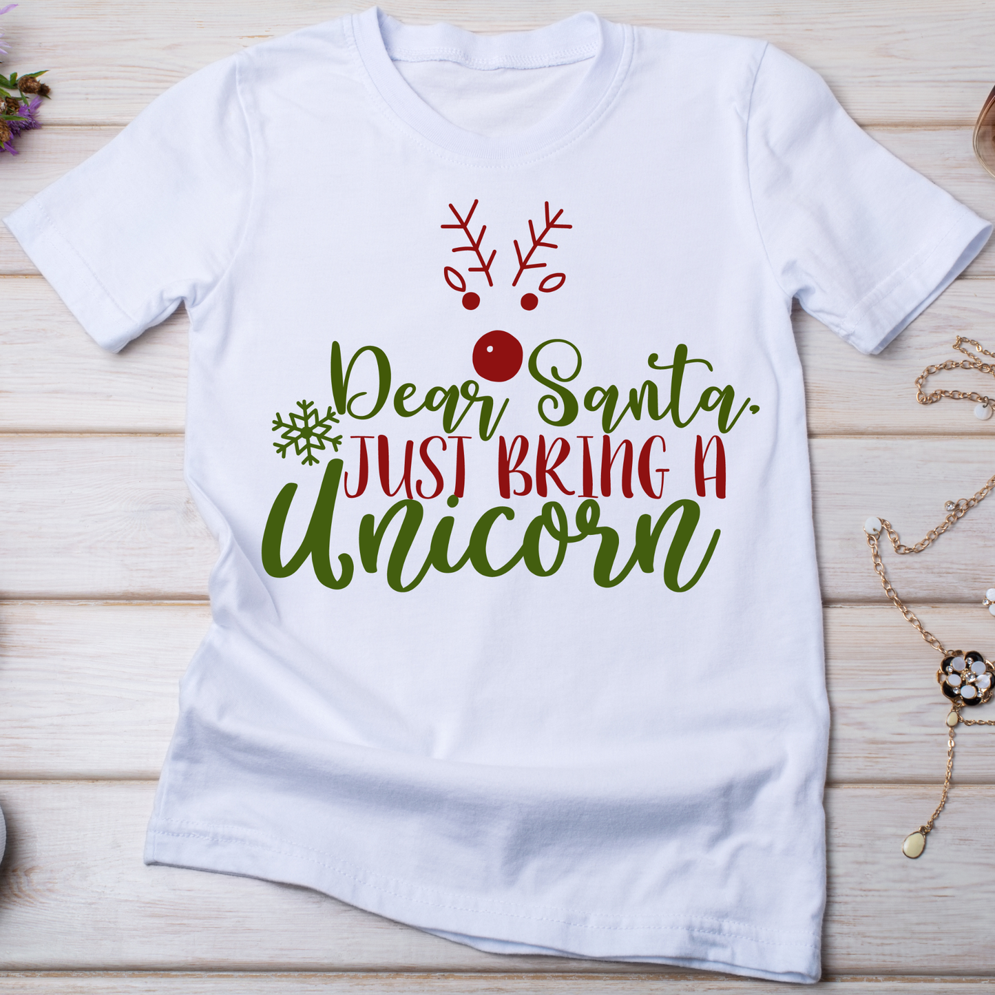 Dear santa just bring a unicorn Christmas Women's t-shirt - Premium t-shirt from Lees Krazy Teez - Just $19.95! Shop now at Lees Krazy Teez