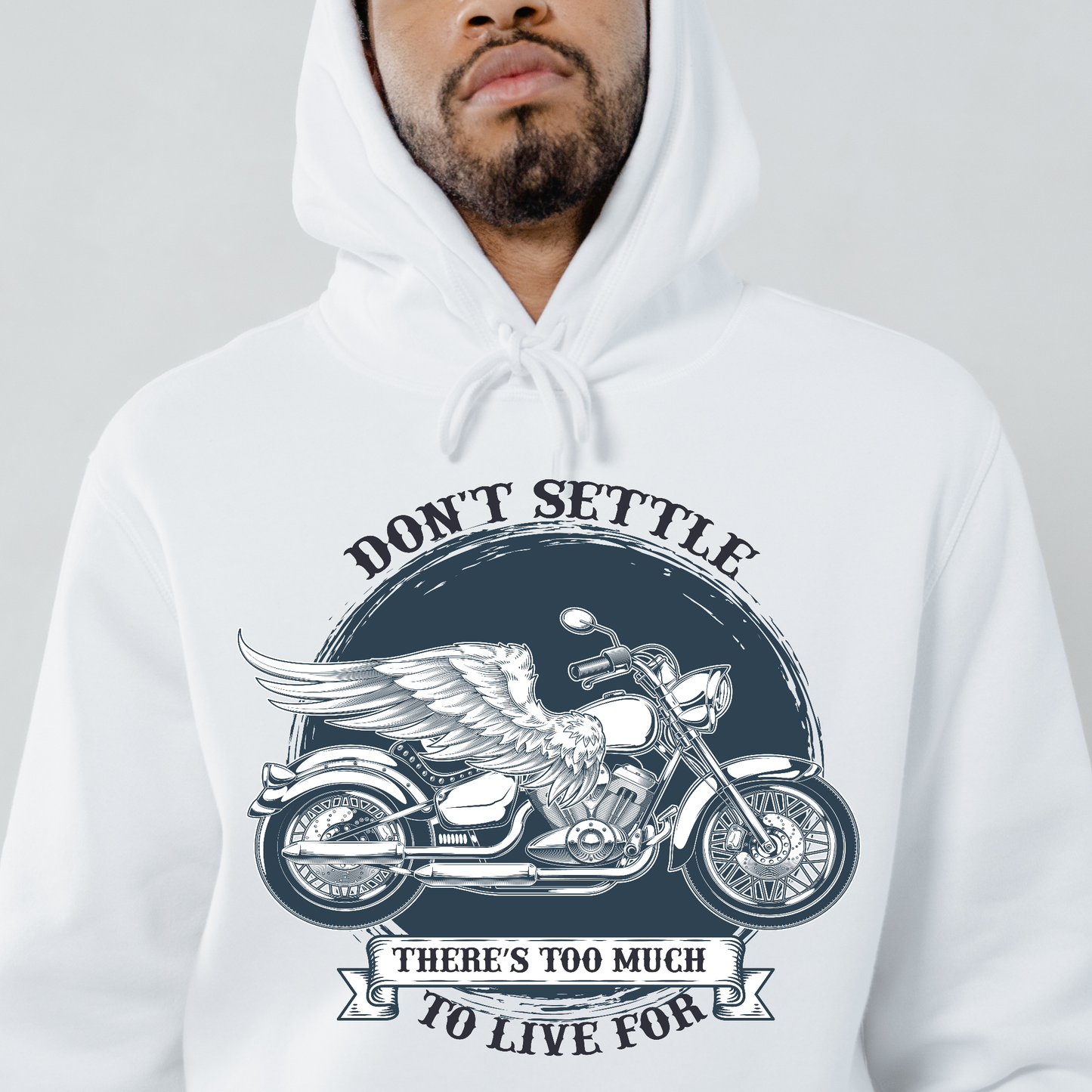 Don't settle there's too much to live for Men's awesome biker Hoodie - Premium t-shirt from Lees Krazy Teez - Just $39.95! Shop now at Lees Krazy Teez