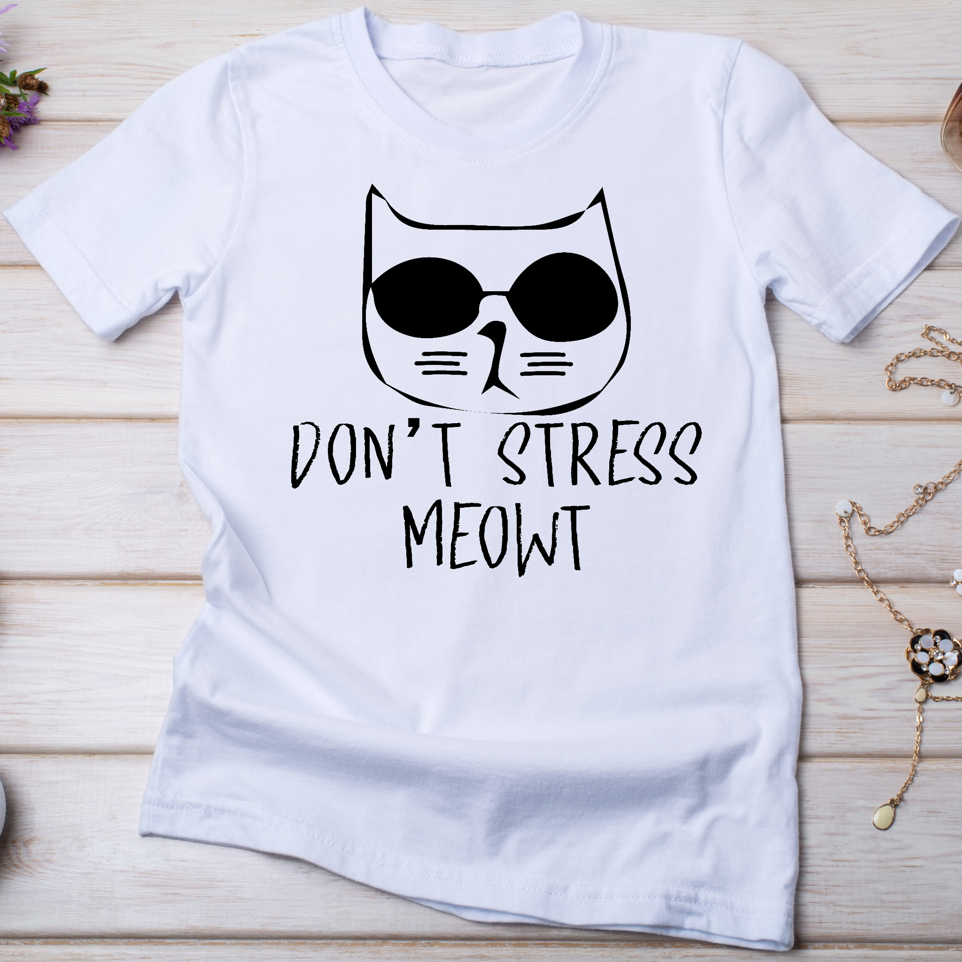 Don't stress meowt Women's funny cat t-shirt - Premium t-shirt from Lees Krazy Teez - Just $19.95! Shop now at Lees Krazy Teez