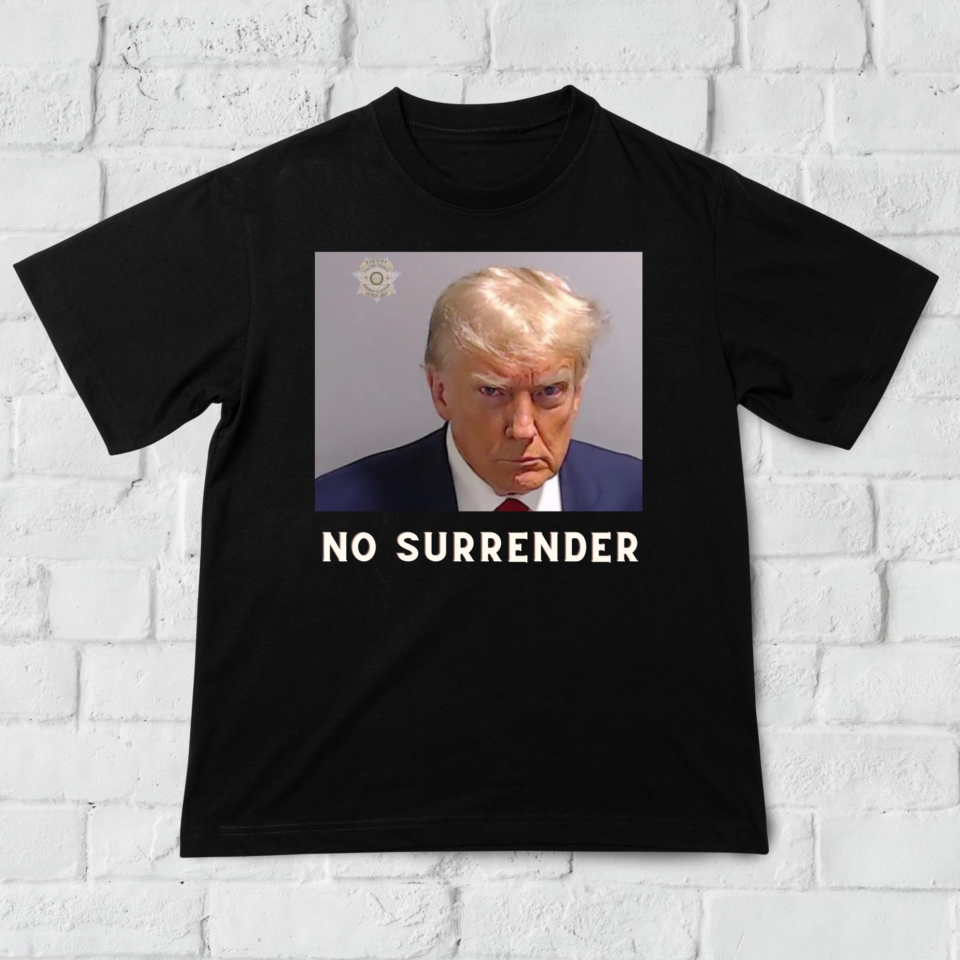Donald Trump - no surrender mugshot t-shirt - Premium t-shirt from Lees Krazy Teez - Shop now at Lees Krazy Teez