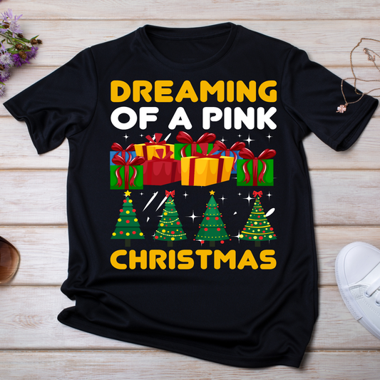 Dreaming of a pink Christmas Womens t-shirt - Premium t-shirt from Lees Krazy Teez - Just $19.95! Shop now at Lees Krazy Teez