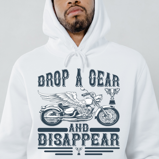 Drop a gear and disappear Men's biker Hoodie - Premium t-shirt from Lees Krazy Teez - Just $39.95! Shop now at Lees Krazy Teez