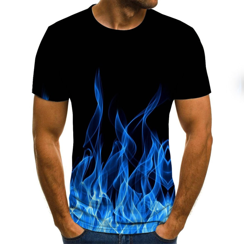 Blazing Style: Men's Summer 3D Round Neck flame effect style T-Shirt - Premium t-shirt from eprolo - Just $19.95! Shop now at Lees Krazy Teez