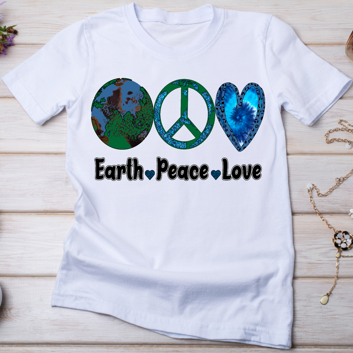 Earth peace love Women's earth day awareness t-shirt - Premium t-shirt from Lees Krazy Teez - Just $21.95! Shop now at Lees Krazy Teez