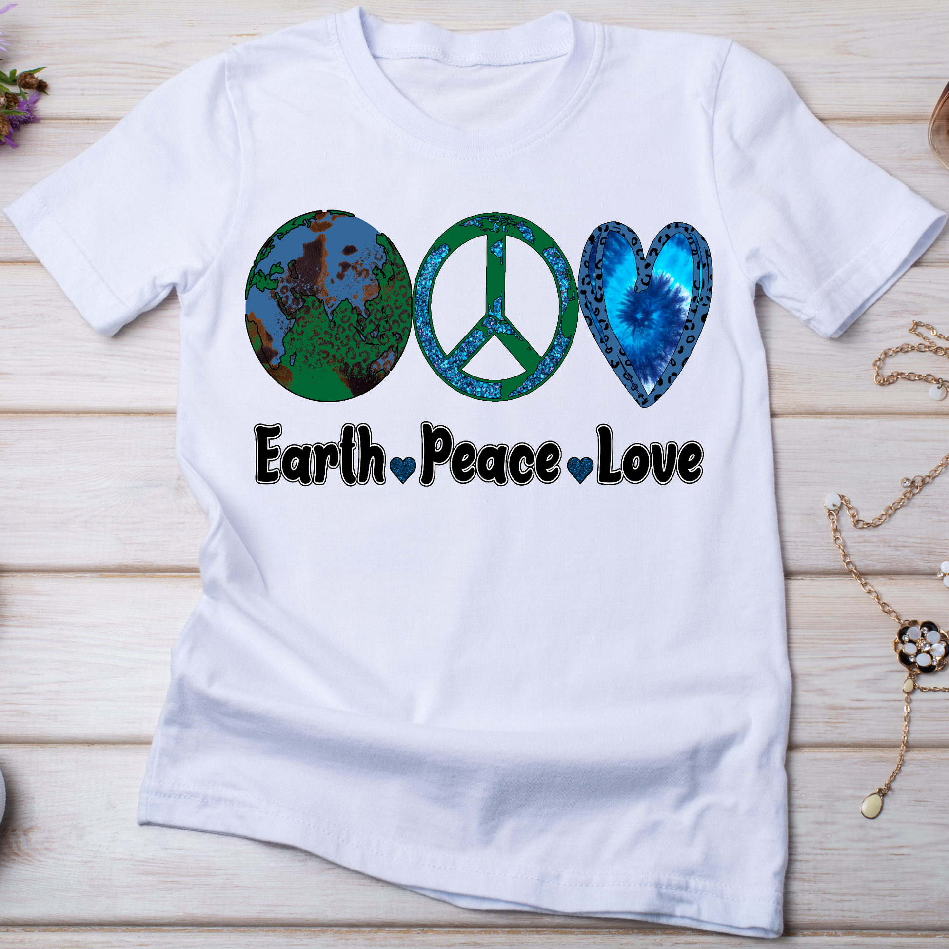 Earth peace love Women's earth day awareness t-shirt - Premium t-shirt from Lees Krazy Teez - Just $21.95! Shop now at Lees Krazy Teez