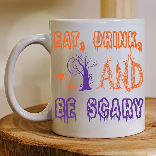 Eat drink and be scary funny Halloween Mug - Premium mugs from Lees Krazy Teez - Just $24.95! Shop now at Lees Krazy Teez