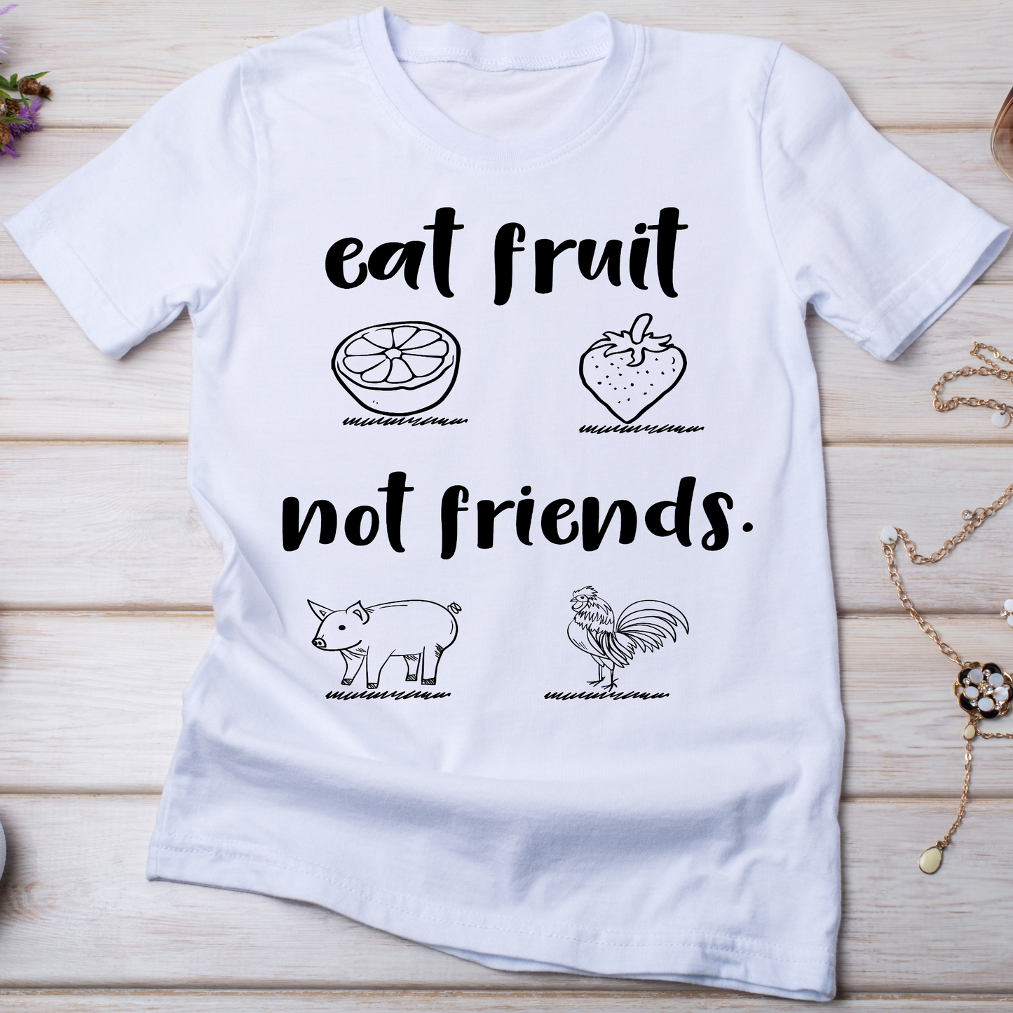 Eat fruit not friends Women's vegan t-shirt - Premium t-shirt from Lees Krazy Teez - Just $19.95! Shop now at Lees Krazy Teez