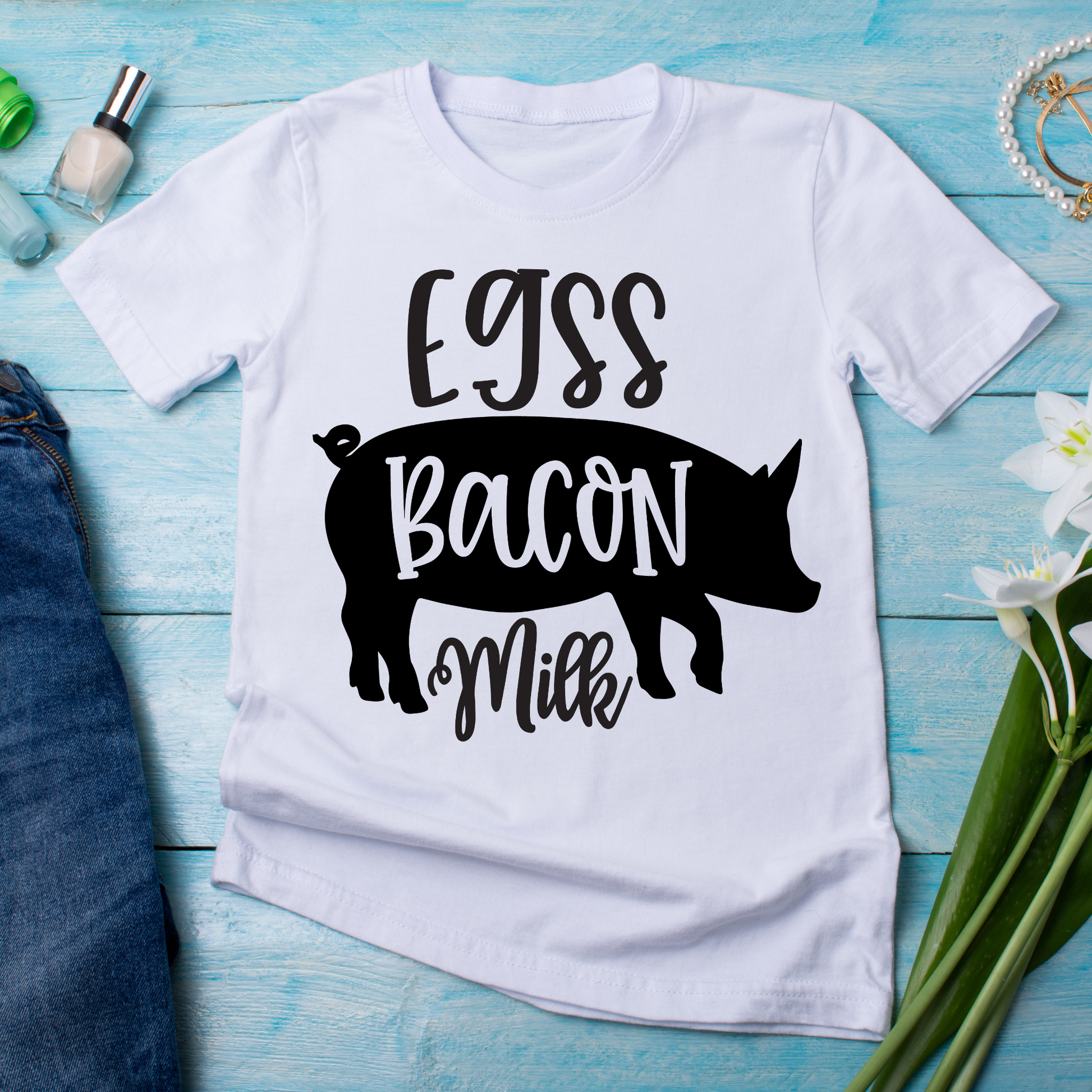 Eggs bacon milk sayings and quotes - Women's weird t-shirt - Premium t-shirt from Lees Krazy Teez - Just $19.95! Shop now at Lees Krazy Teez