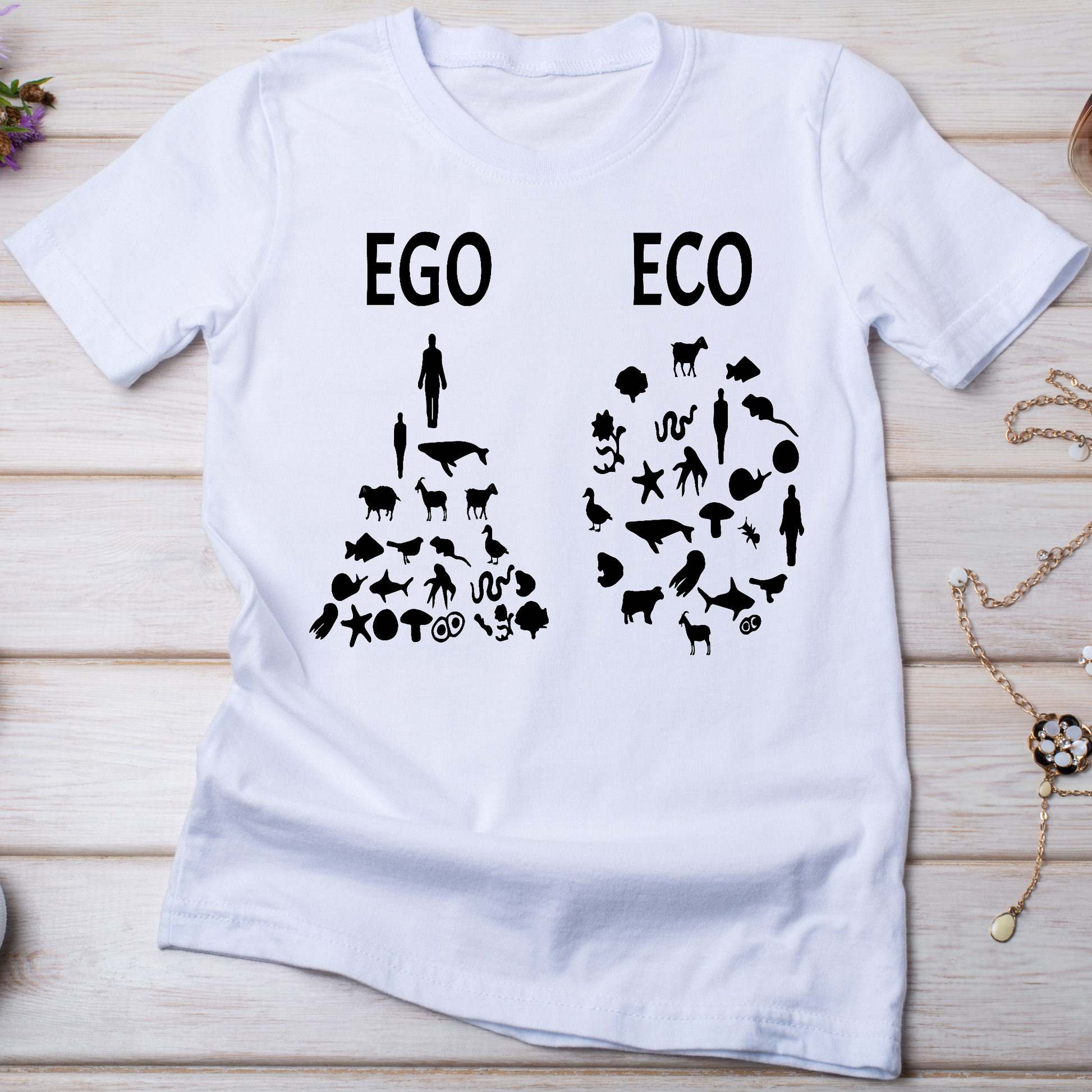 Ego vs eco Women's vegan t-shirt - Premium t-shirt from Lees Krazy Teez - Just $19.95! Shop now at Lees Krazy Teez