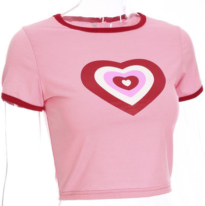 Summer Love: Heart Print Short Sleeve T-Shirt - Premium t-shirt from eprolo - Just $19.95! Shop now at Lees Krazy Teez