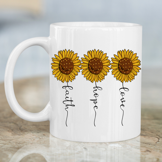Faith hope love sunflowers vector art Mug - Premium mugs from Lees Krazy Teez - Just $24.95! Shop now at Lees Krazy Teez