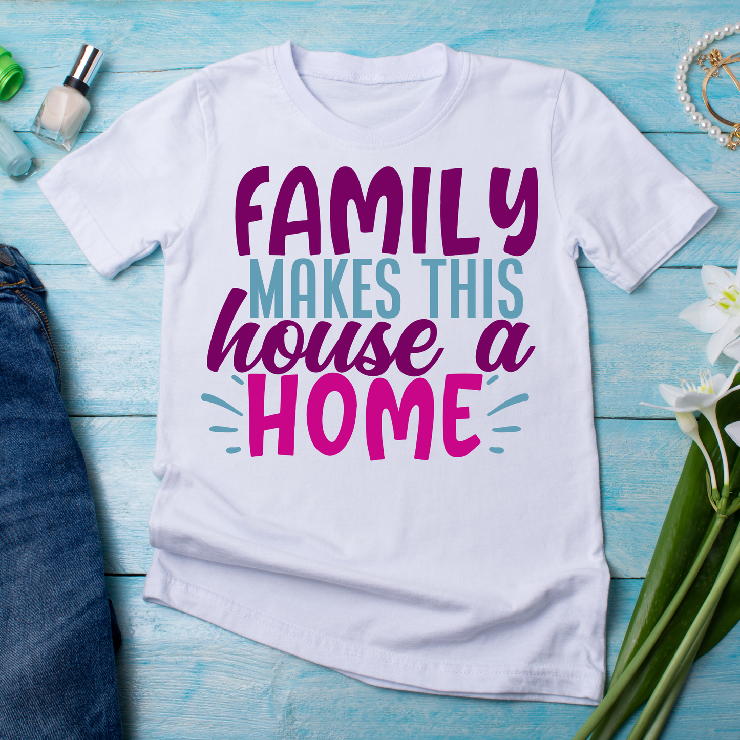 Family makes this house a home Women's t-shirt - Premium t-shirt from Lees Krazy Teez - Just $21.95! Shop now at Lees Krazy Teez