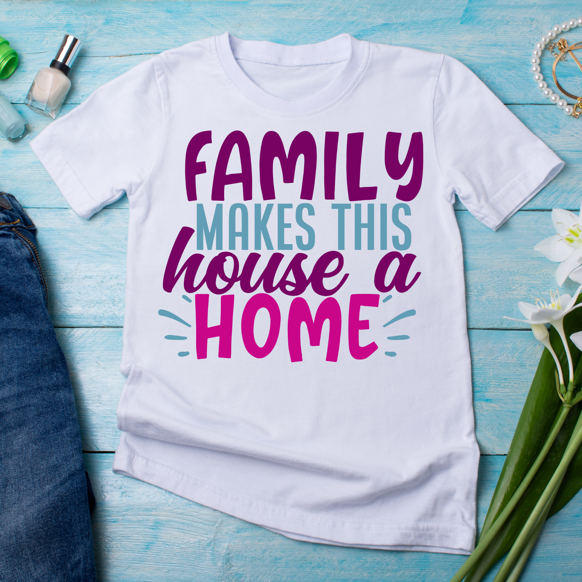 Family makes this house a home Women's t-shirt - Premium t-shirt from Lees Krazy Teez - Just $21.95! Shop now at Lees Krazy Teez