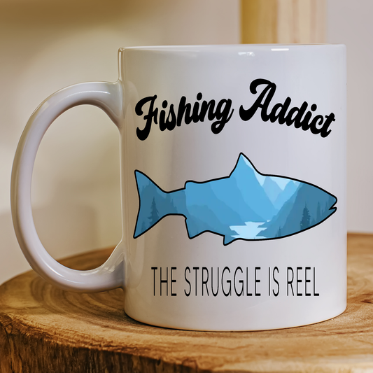 Fishing addict the struggle is real funny Mug - Premium mugs from Lees Krazy Teez - Just $24.95! Shop now at Lees Krazy Teez