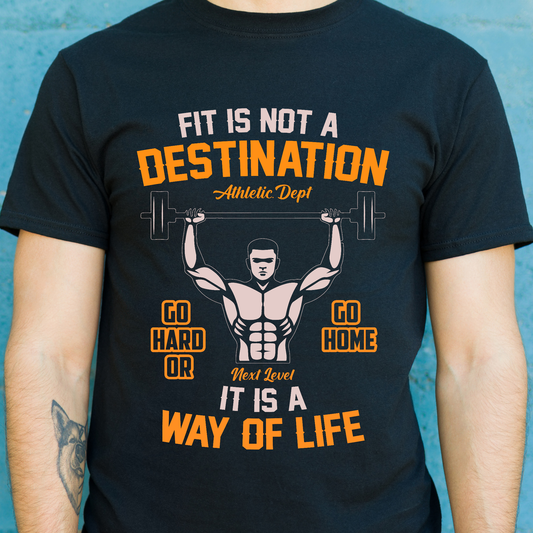 Fit is not a destination go hard or go home bodybuilding t-shirt - Premium t-shirt from Lees Krazy Teez - Just $19.95! Shop now at Lees Krazy Teez