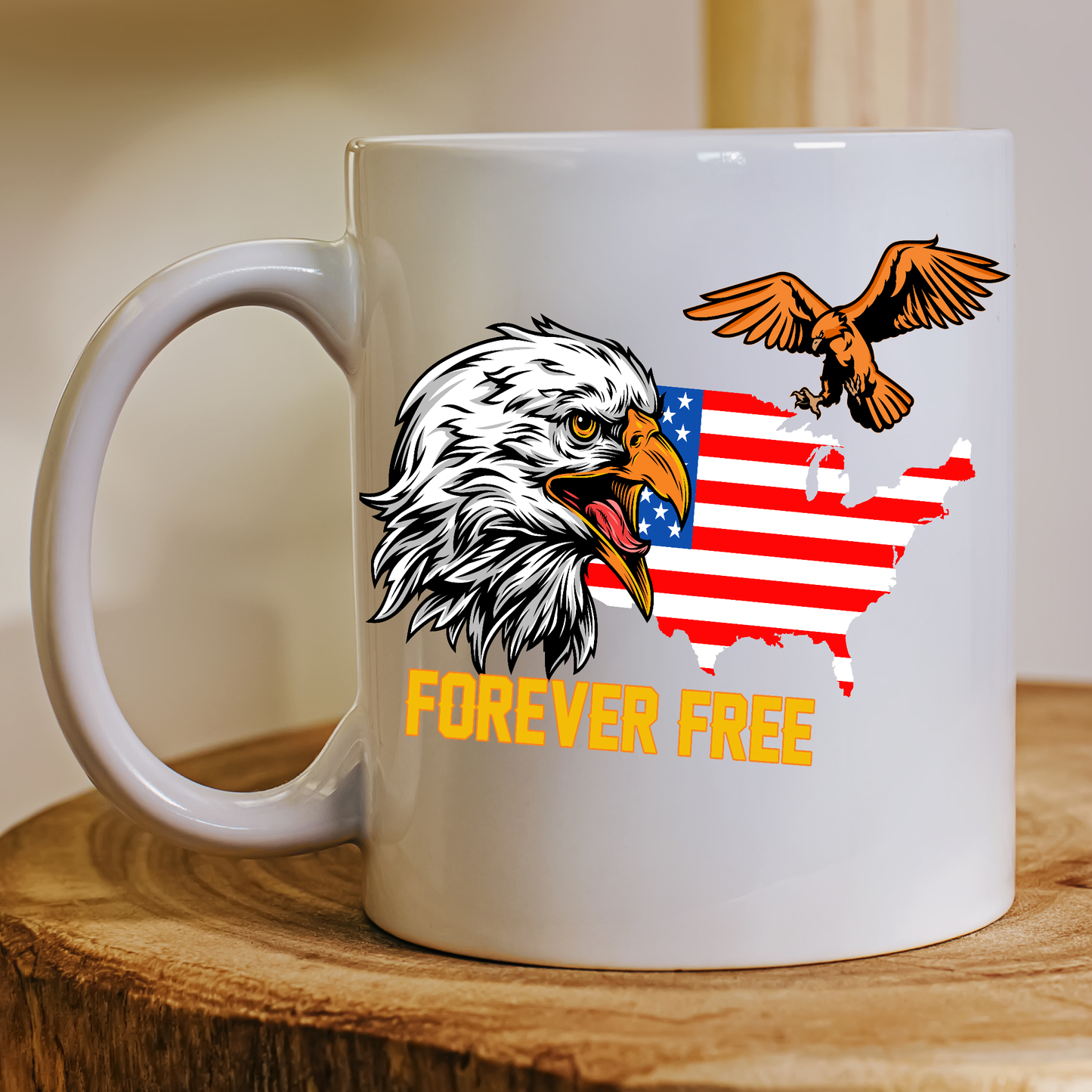 Forever free American bald eagle Fourth of July Mug - Premium mugs from Lees Krazy Teez - Just $24.95! Shop now at Lees Krazy Teez