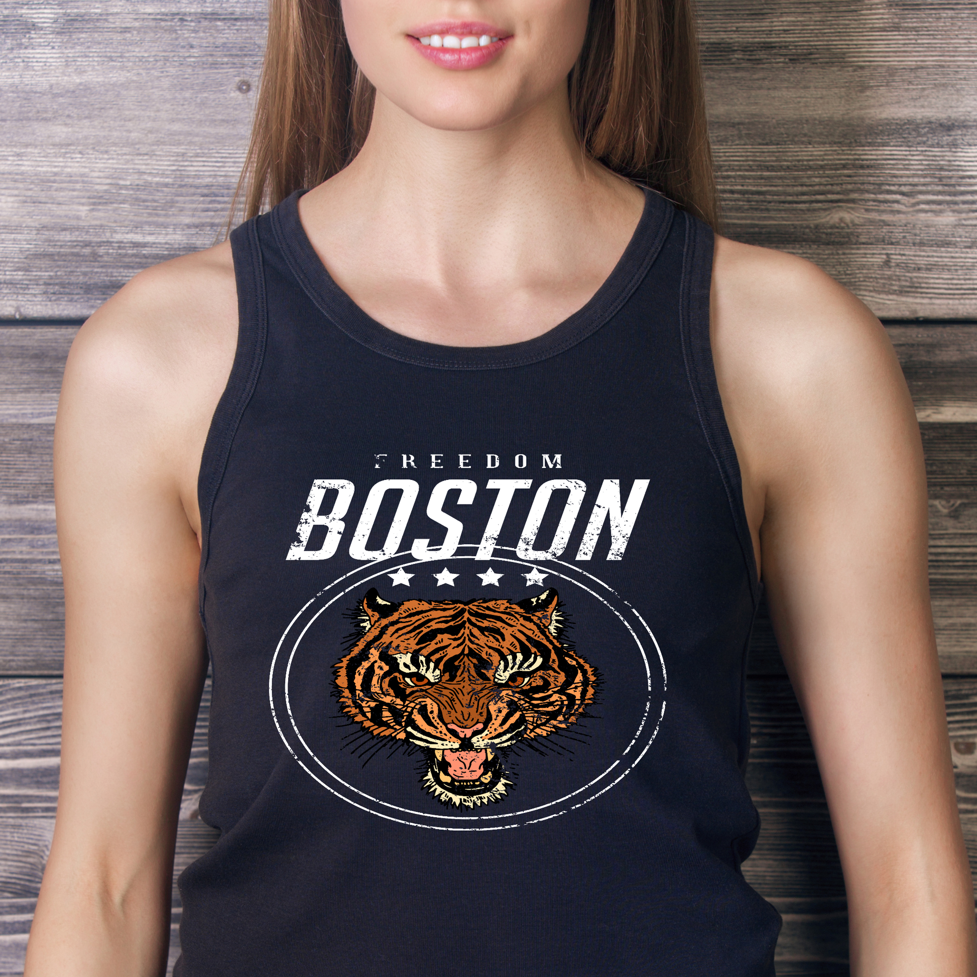 Freedom boston vector art Women's tiger tank top - Premium t-shirt from Lees Krazy Teez - Just $19.95! Shop now at Lees Krazy Teez