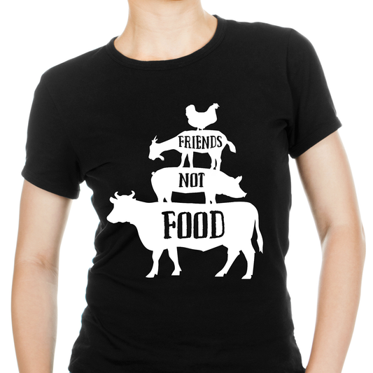 Friends not food cattle chicken Women's fitness Vegan t-shirt - Premium t-shirt from Lees Krazy Teez - Just $19.95! Shop now at Lees Krazy Teez