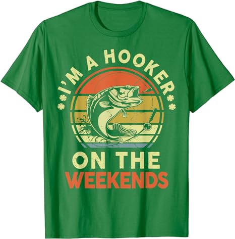 Funny Bass Fish Dad Hooker On Weekend Men's Fishing T-Shirt - Premium t-shirt from Lees Krazy Teez - Just $19.95! Shop now at Lees Krazy Teez