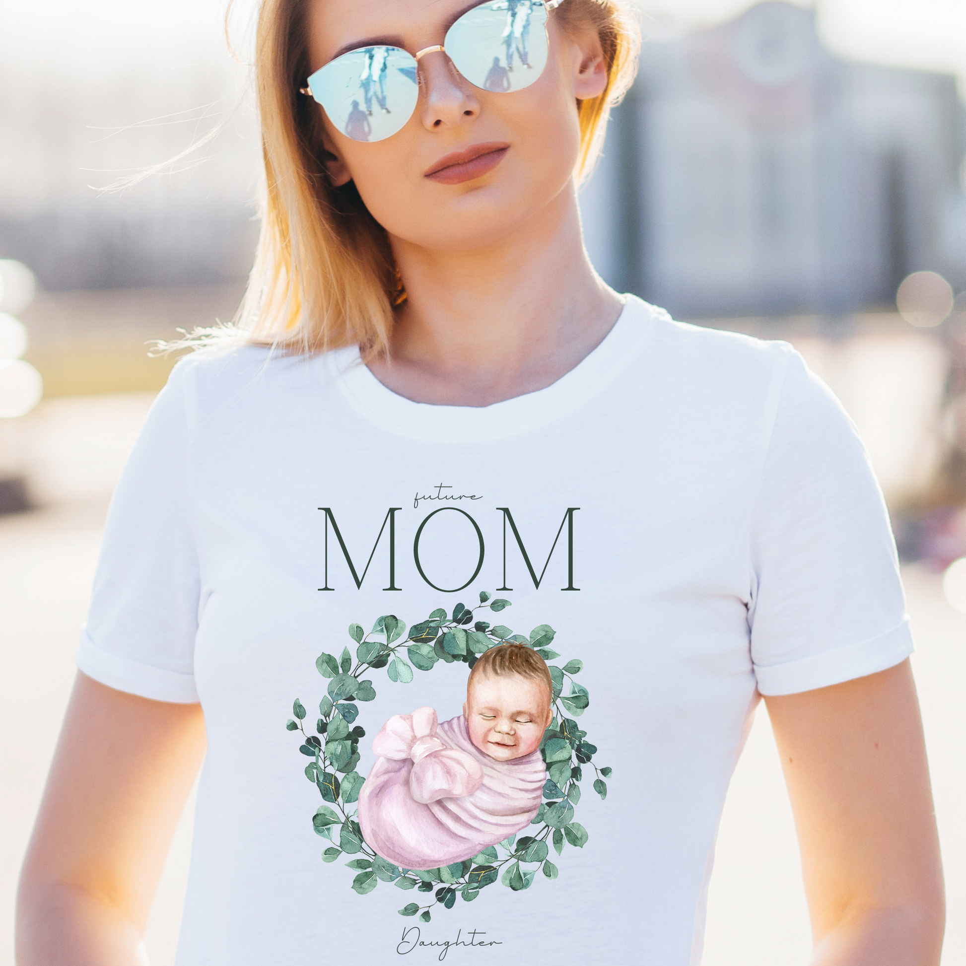 Future mom daughter watercolor ladies parent tee - Mommy tshirt - Premium t-shirt from Lees Krazy Teez - Just $19.95! Shop now at Lees Krazy Teez