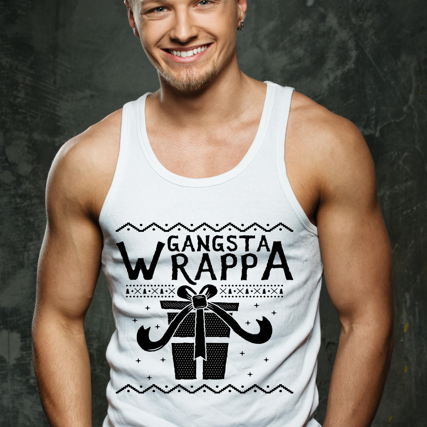 Gangsta wrappa Men's Christmas funny tank top - Premium t-shirt from Lees Krazy Teez - Just $19.95! Shop now at Lees Krazy Teez