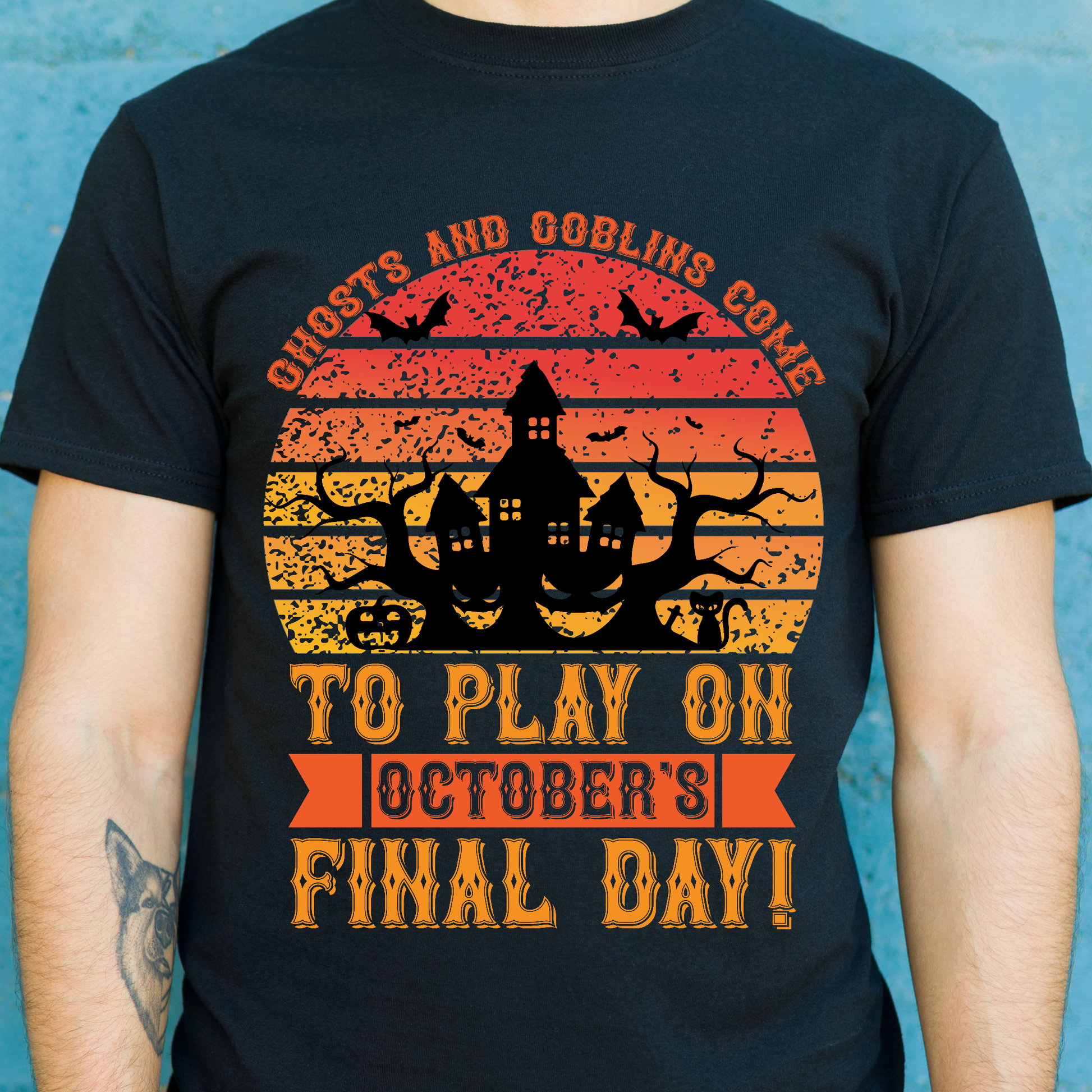 Ghosts and goblims come to play on october's final day t-shirt - Premium t-shirt from Lees Krazy Teez - Just $19.95! Shop now at Lees Krazy Teez