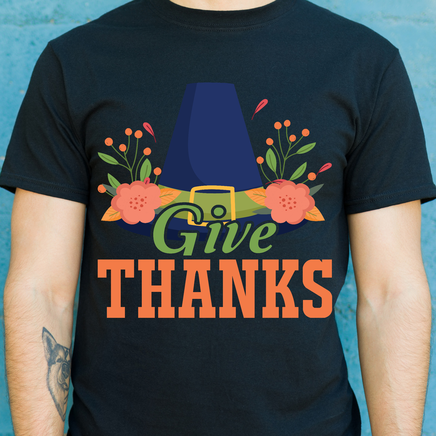 Give thanks pilgram thanksgiving t-shirt - Premium t-shirt from Lees Krazy Teez - Just $19.95! Shop now at Lees Krazy Teez