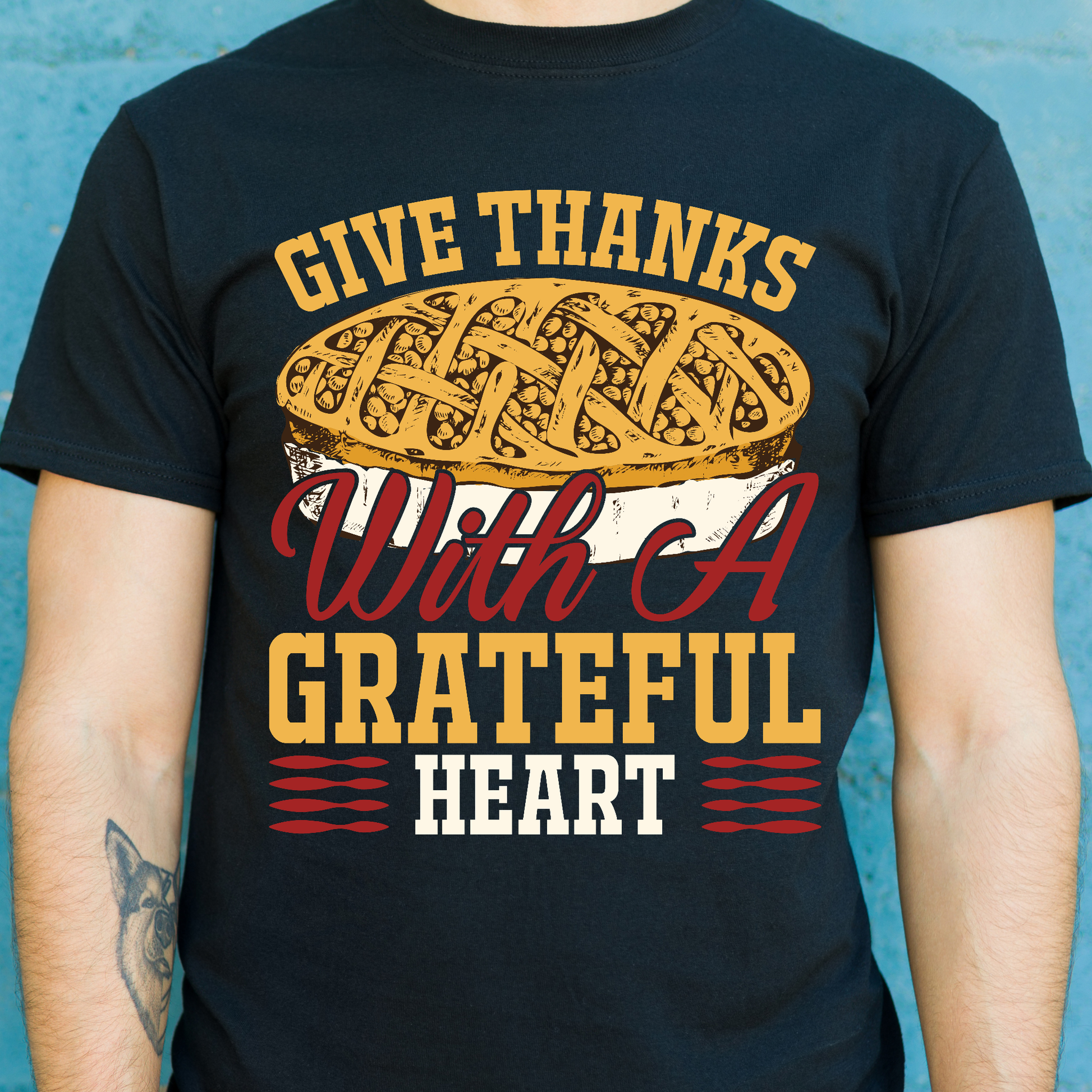 Give thanks with a grateful heart thanksgiving t-shirt - Premium t-shirt from Lees Krazy Teez - Just $19.95! Shop now at Lees Krazy Teez