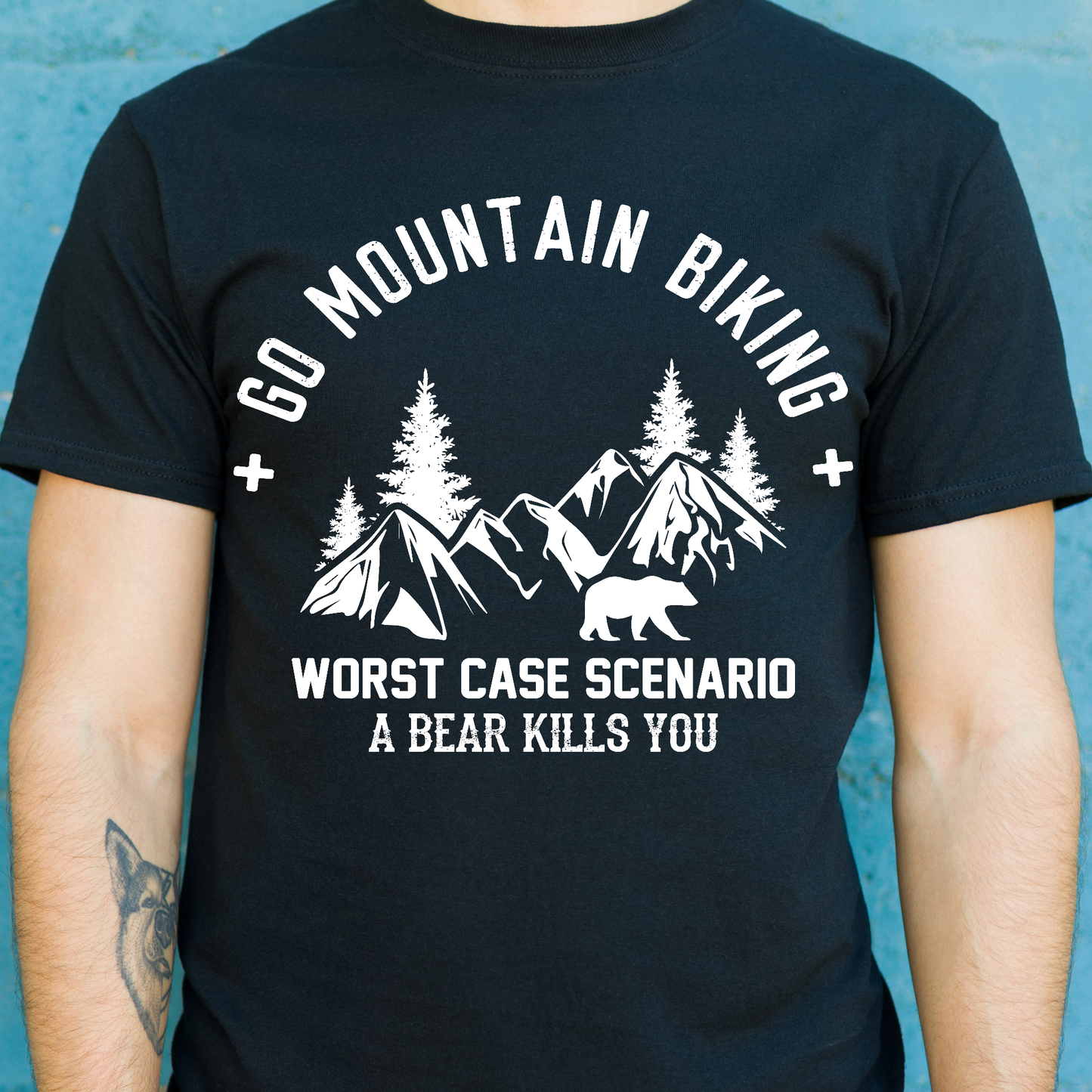 Go mountain biking worst case scenario Men's bicycle t-shirt - Premium t-shirt from Lees Krazy Teez - Just $19.95! Shop now at Lees Krazy Teez