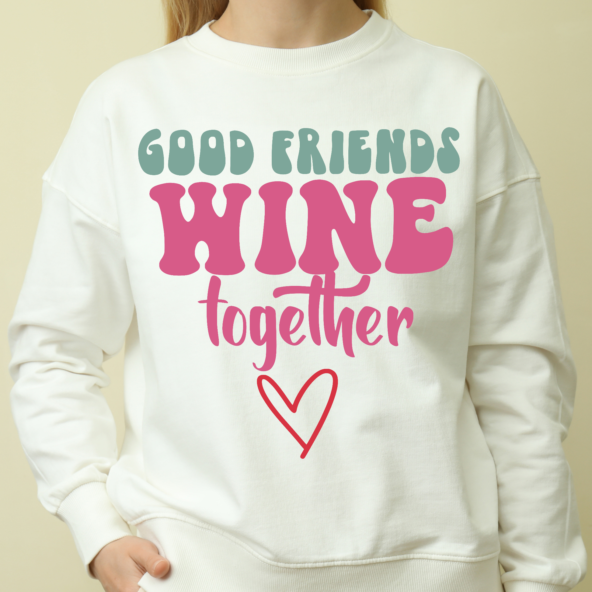 Good friends wine together Women's funny hoodie - Premium t-shirt from Lees Krazy Teez - Just $39.95! Shop now at Lees Krazy Teez