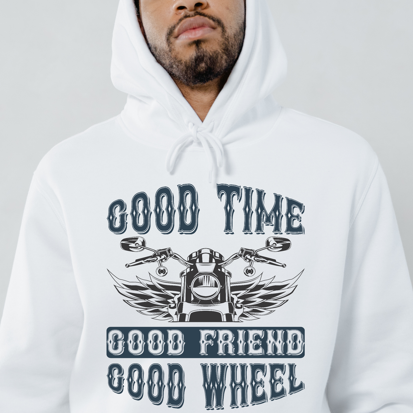 Good time good friend good wheel Men's biker Hoodie - Premium t-shirt from Lees Krazy Teez - Just $39.95! Shop now at Lees Krazy Teez